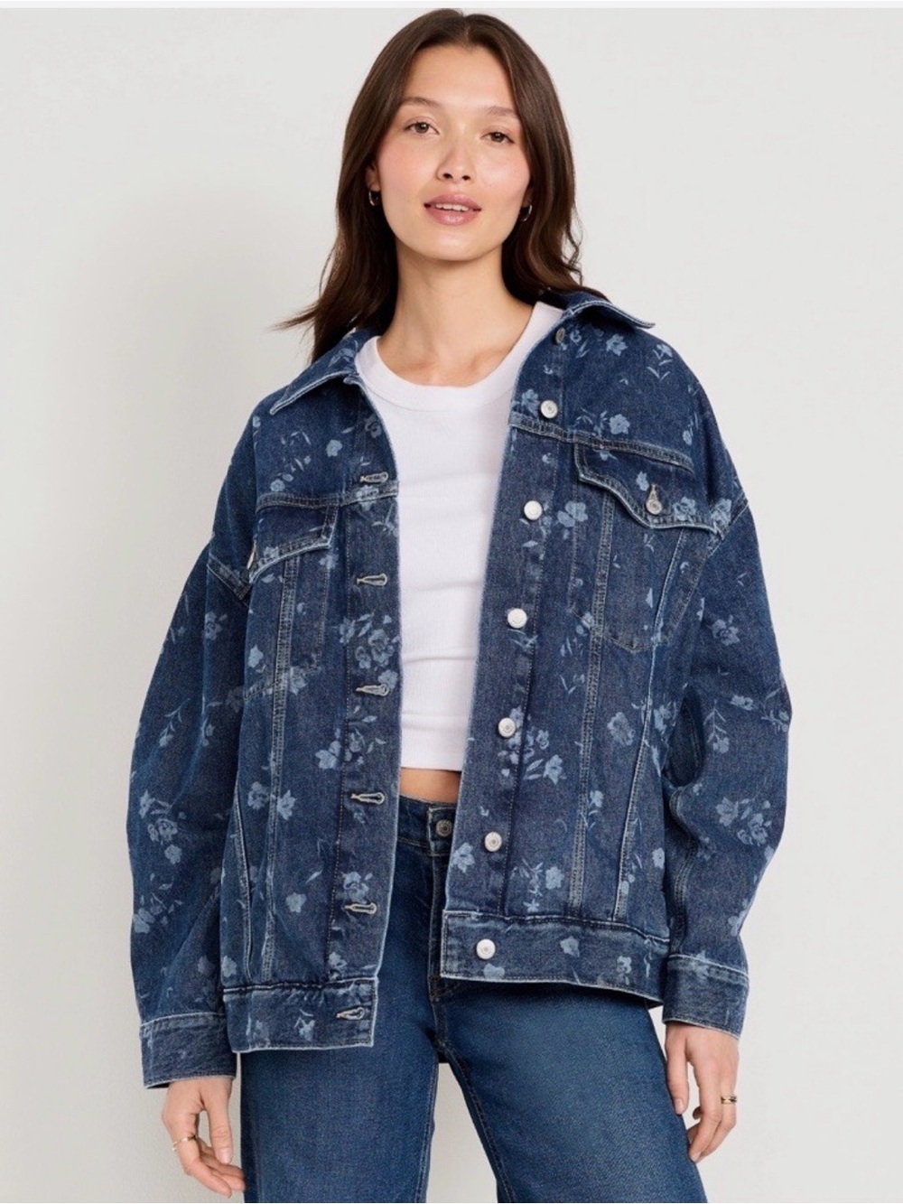 Old Navy Blue Floral Print Denim Jacket